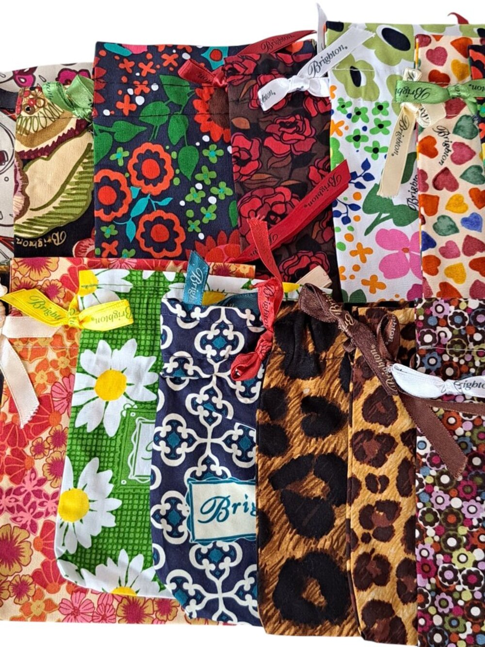 Lot Of 20 Brighton Drawstring Jewelry Multi Color Fabric Dust Bags Small 6"x5" * - Picture 4 of 12